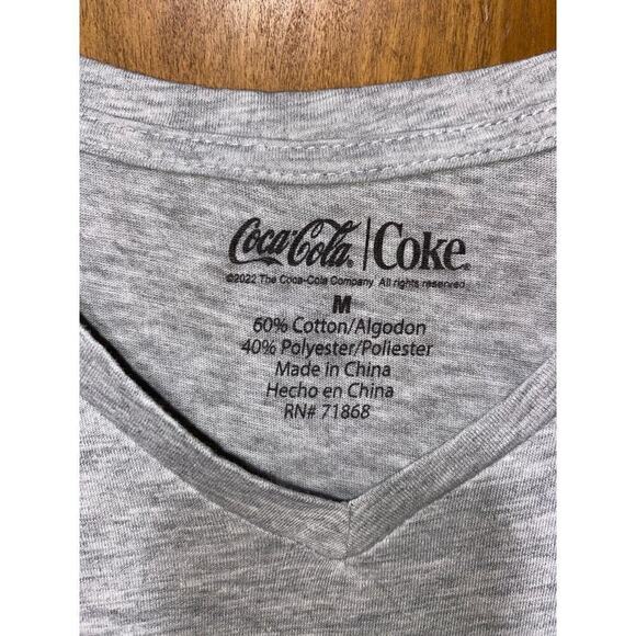 Cherry Coke T Shirt Womens Size Medium Gray Graphic Spell Out Logo Coca Cola - Picture 3 of 4